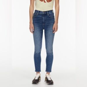 Denim Forum Mid-Rise Skinny Jeans in Medium Blue Wash